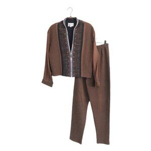 Vintage Kd. Spring Pattern Half Zip 2 Piece Suit Set | Small